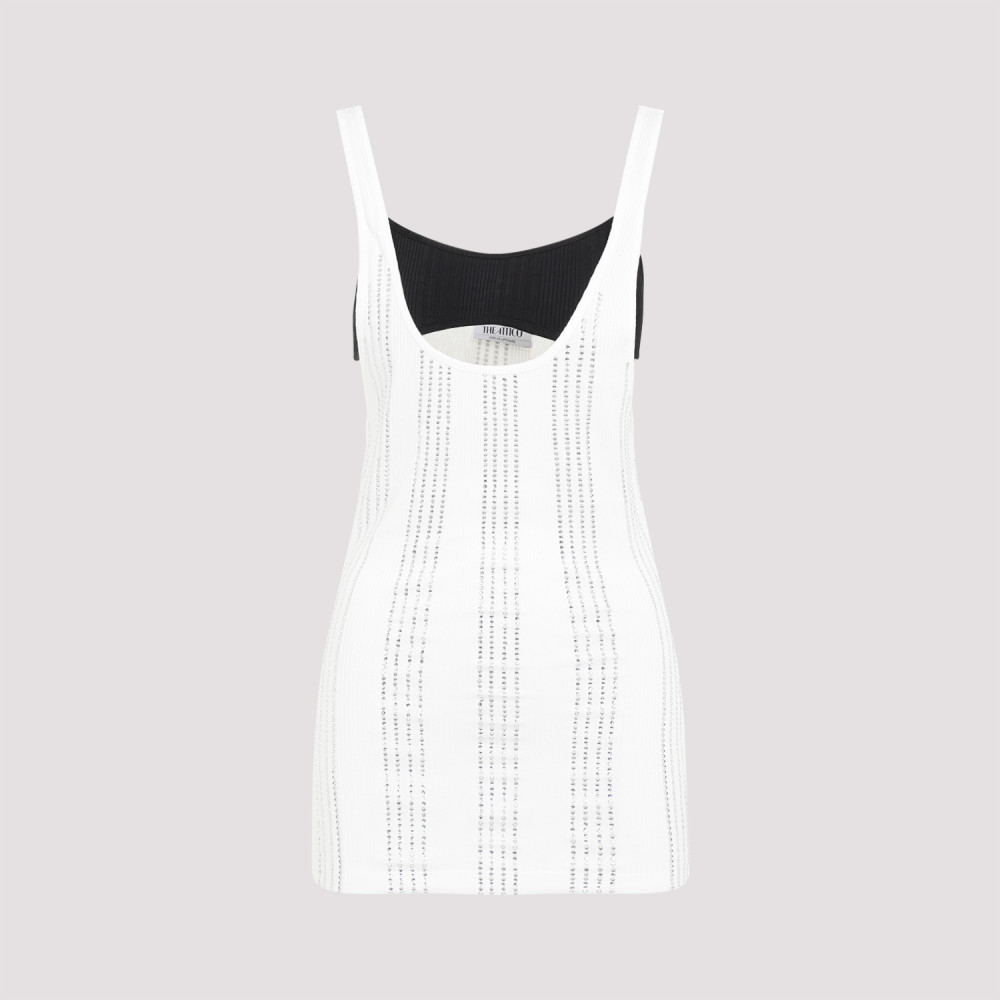 Attico Flat Ribbed Jersey Tank Top In White
