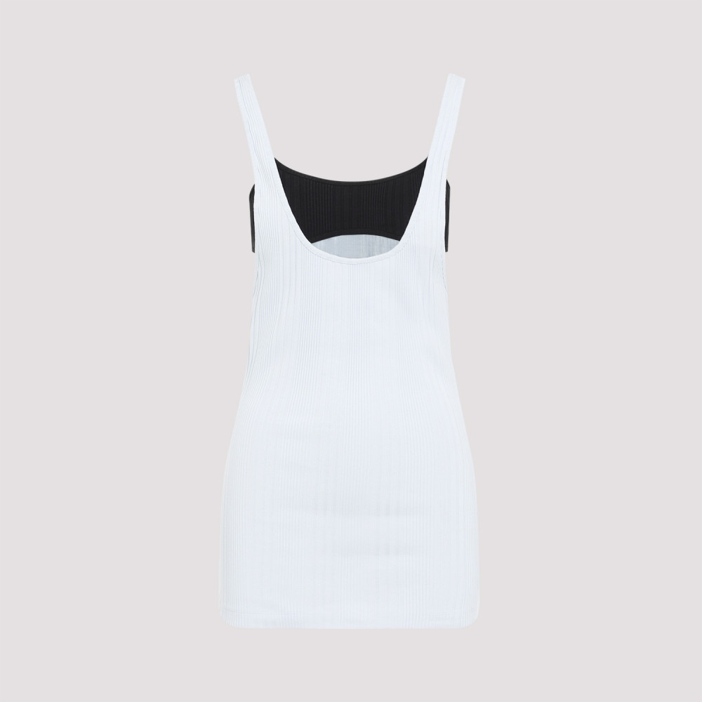 Attico Light Blue Flat Ribbed Tank Top In Light Blue