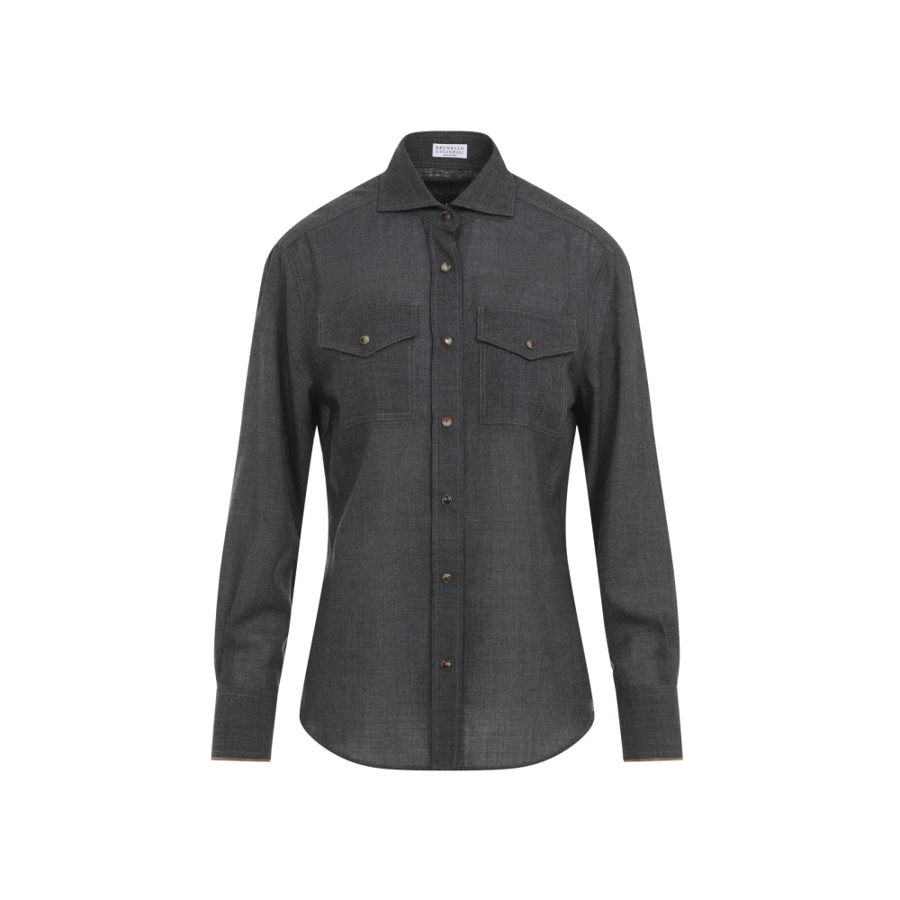 Brunello Cucinelli Shirts In Dark Grey