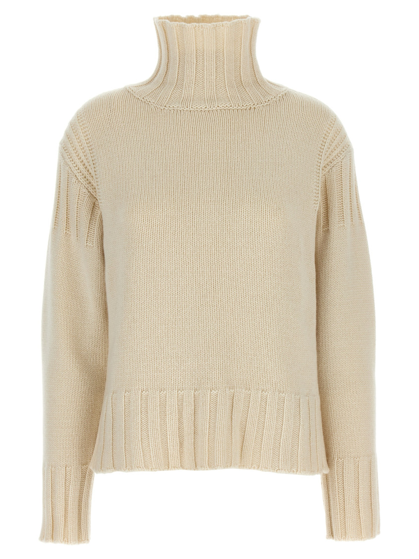 Jil Sander Ribbed Detail Sweater Sweaters And Cardigans In Beige