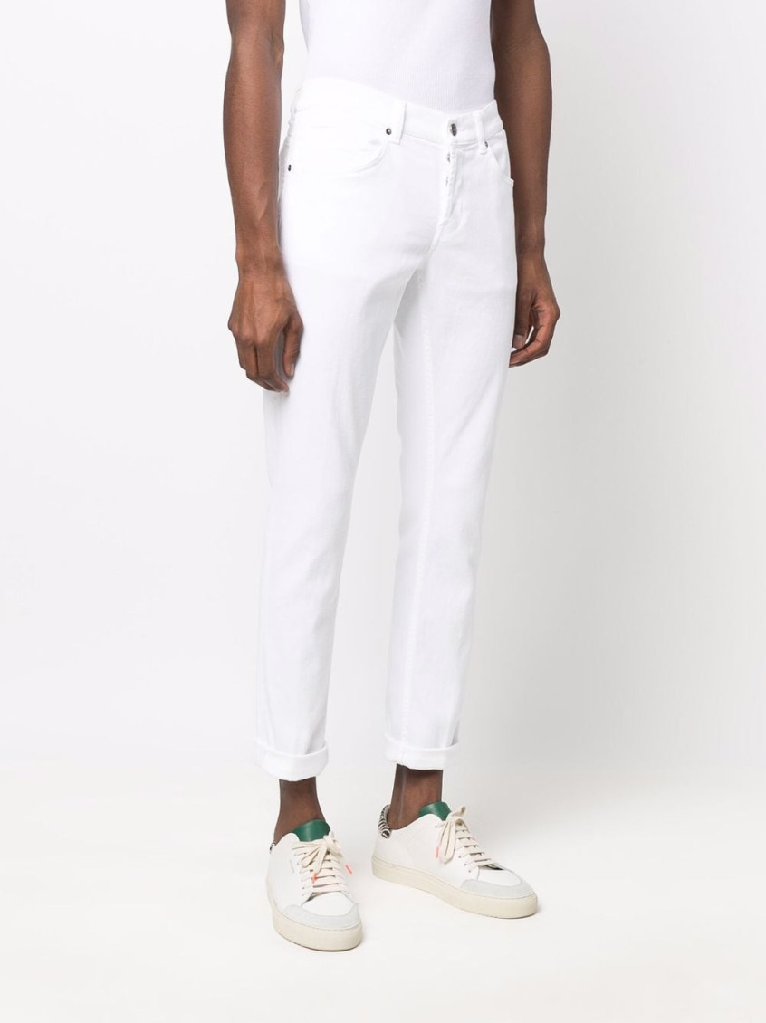Dondup White Jeans with logo for Men Online USA at Darveys.com