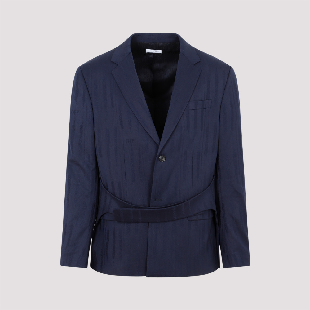 Shop Off-white Navy Blue Shibori Relaxed Jacket