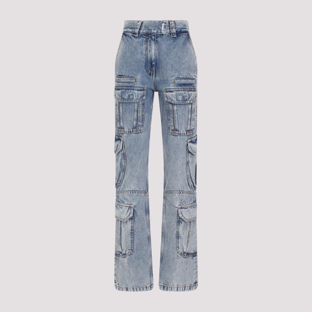 Givenchy High-rise Straight-leg Cargo Jeans In Light Blue
