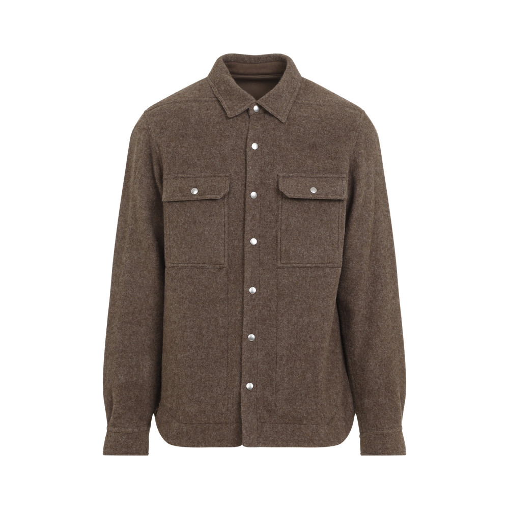 Rick Owens Press-stud Felted Shirt Jacket In Brown