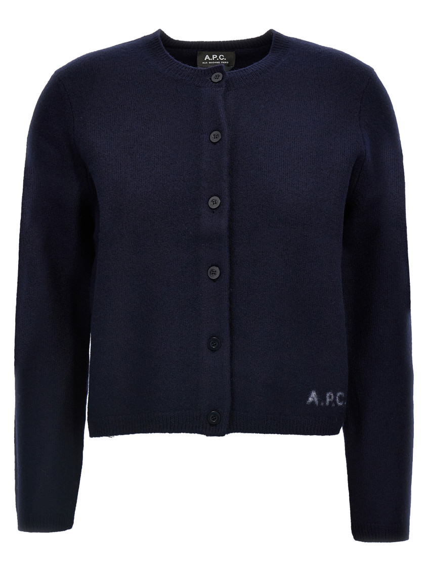 Apc A.p.c. Navy Blue Wool Cardigan In Blue