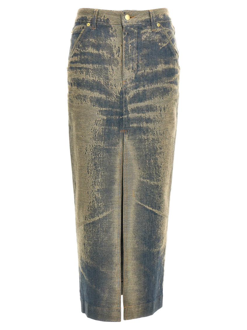 Darkpark Elasticated Denim Half-length Skirt In Blue