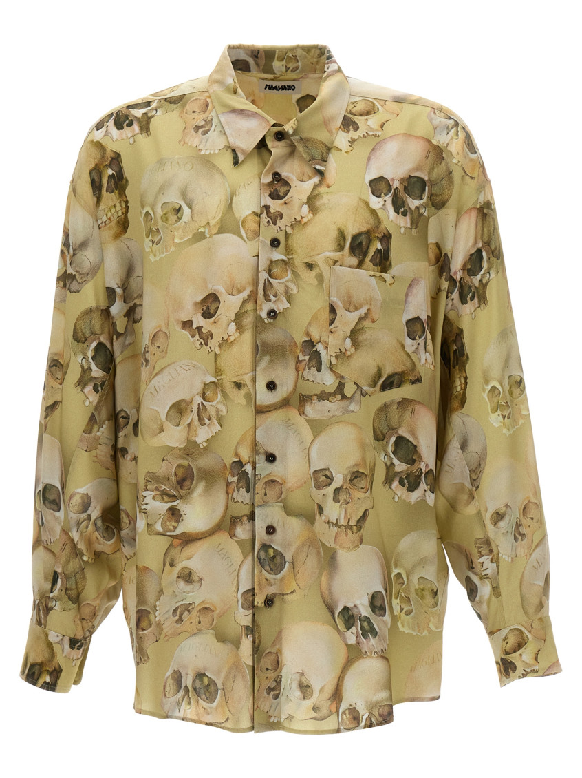Magliano 'skull Print' Button-down Collar Shirt In Yellow