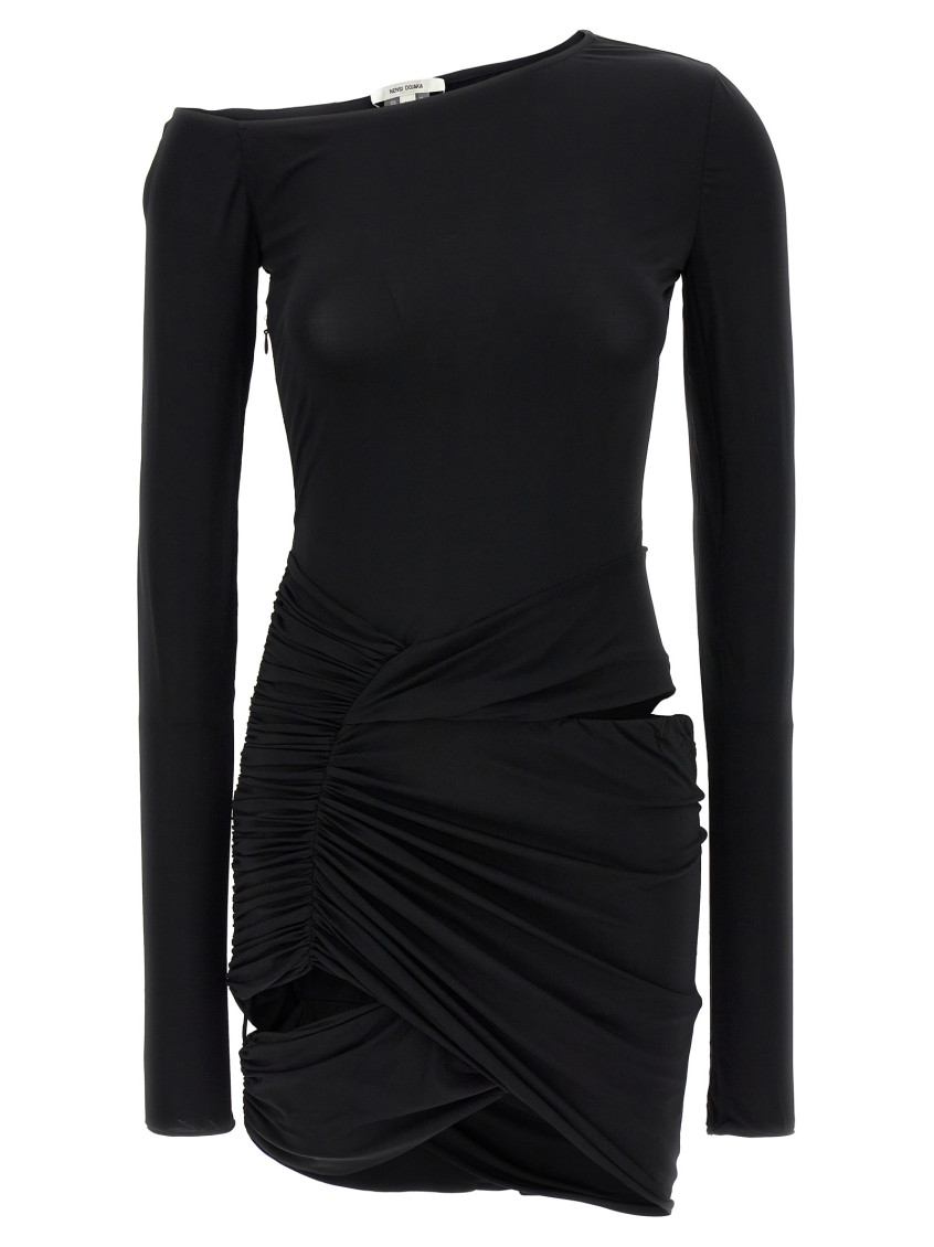 Nensi Dojaka Asymmetric-neck Mini Dress In Black