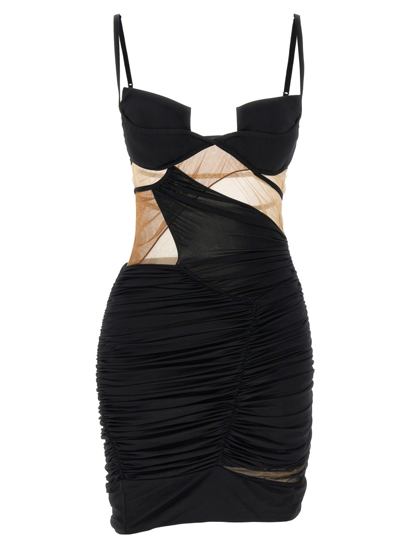 Nensi Dojaka Keyhole Front-split Knitted Mini Dress In Black