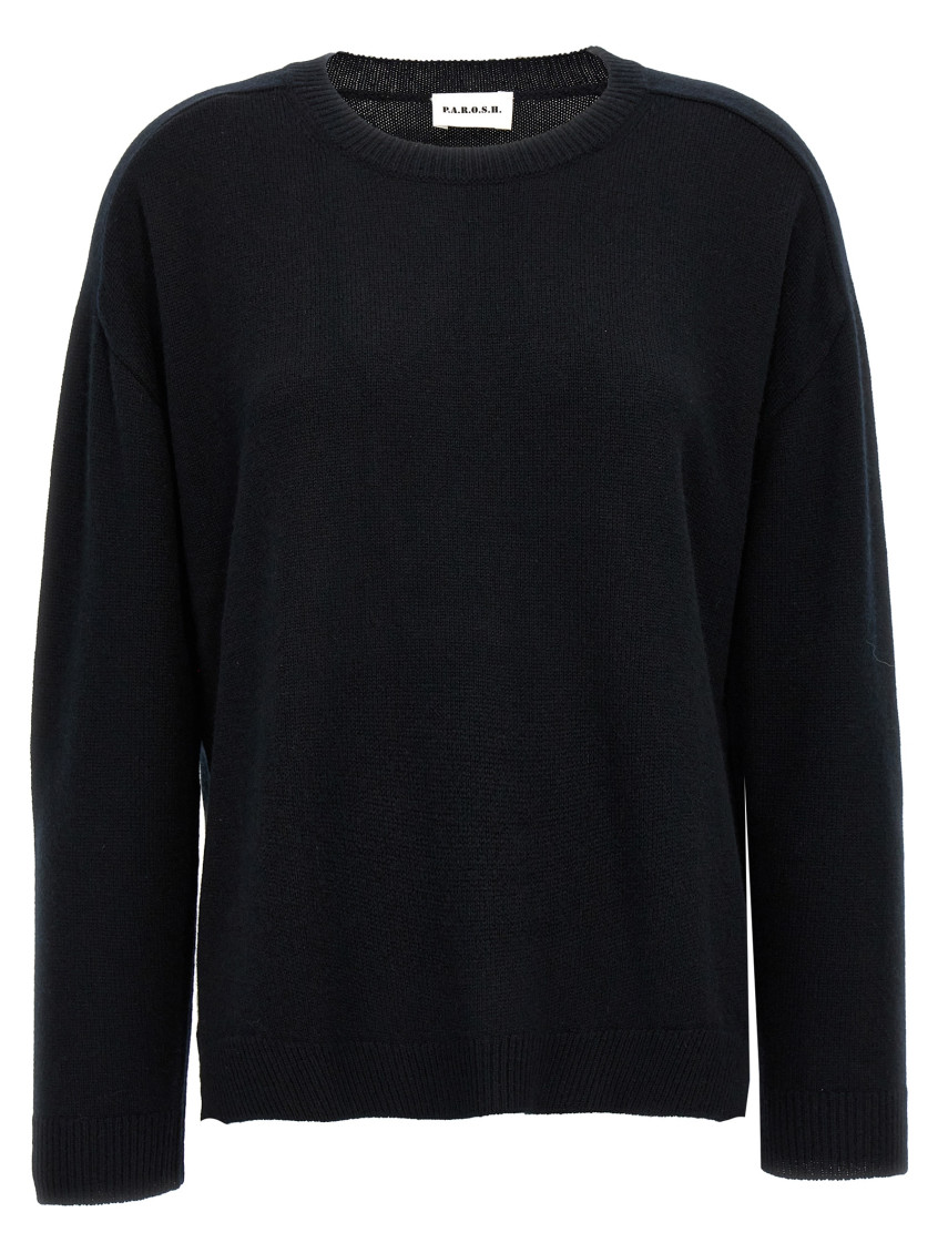 P.a.r.o.s.h Black Crewneck Sweater In Black