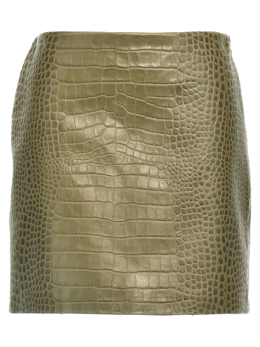 Shop Ermanno Scervino Green Crocodile Print Skirt