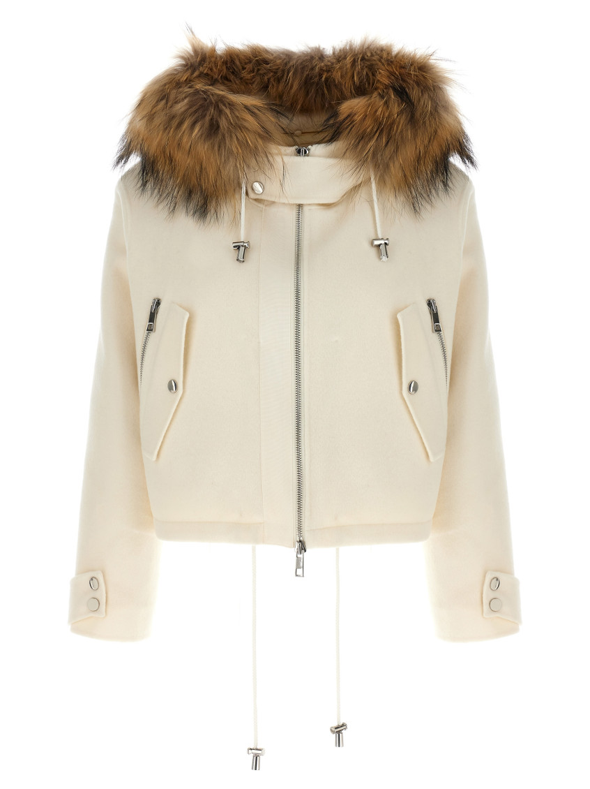 Shop P.a.r.o.s.h White Short Parka With Fur Coat