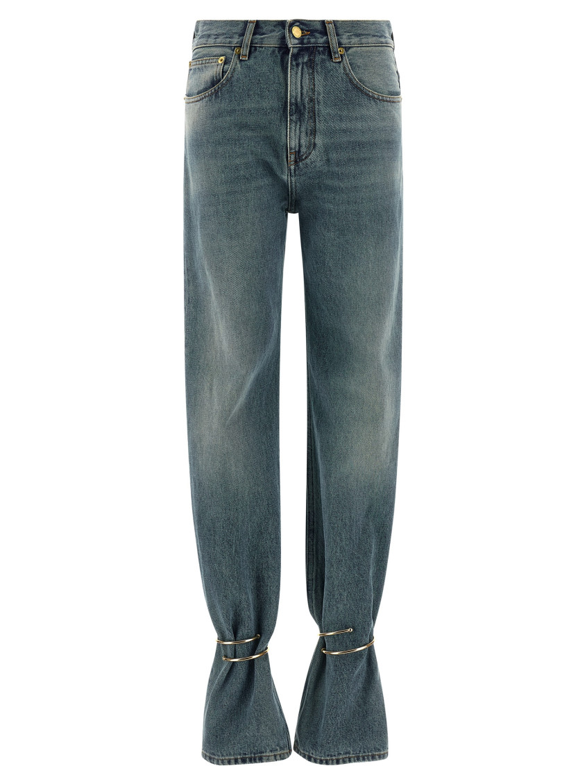 Darkpark Flared Hem Adjustable Jeans Pockets In Blue