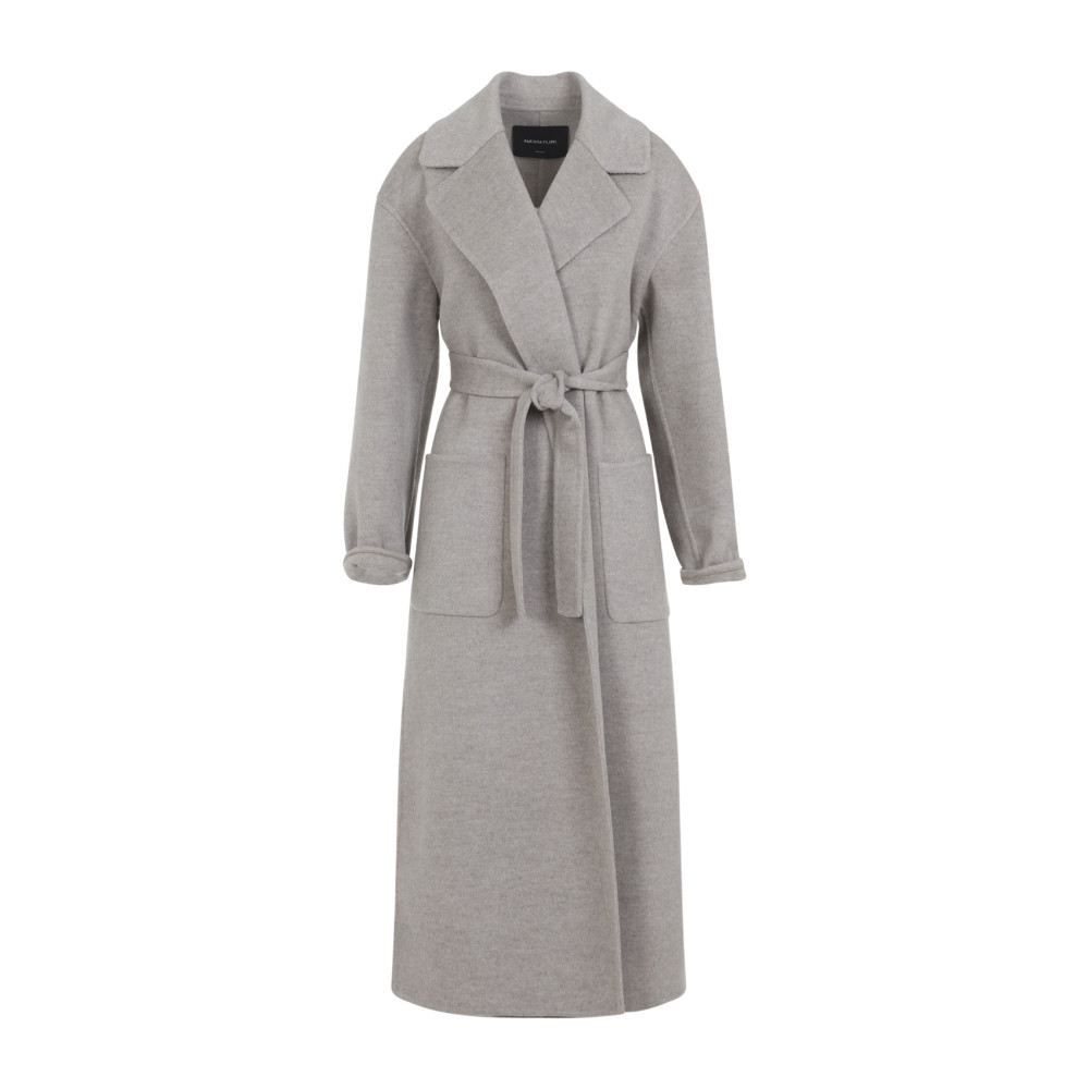 Fabiana Filippi Coriander Grey Virgin Wool Belted Coat In Gray