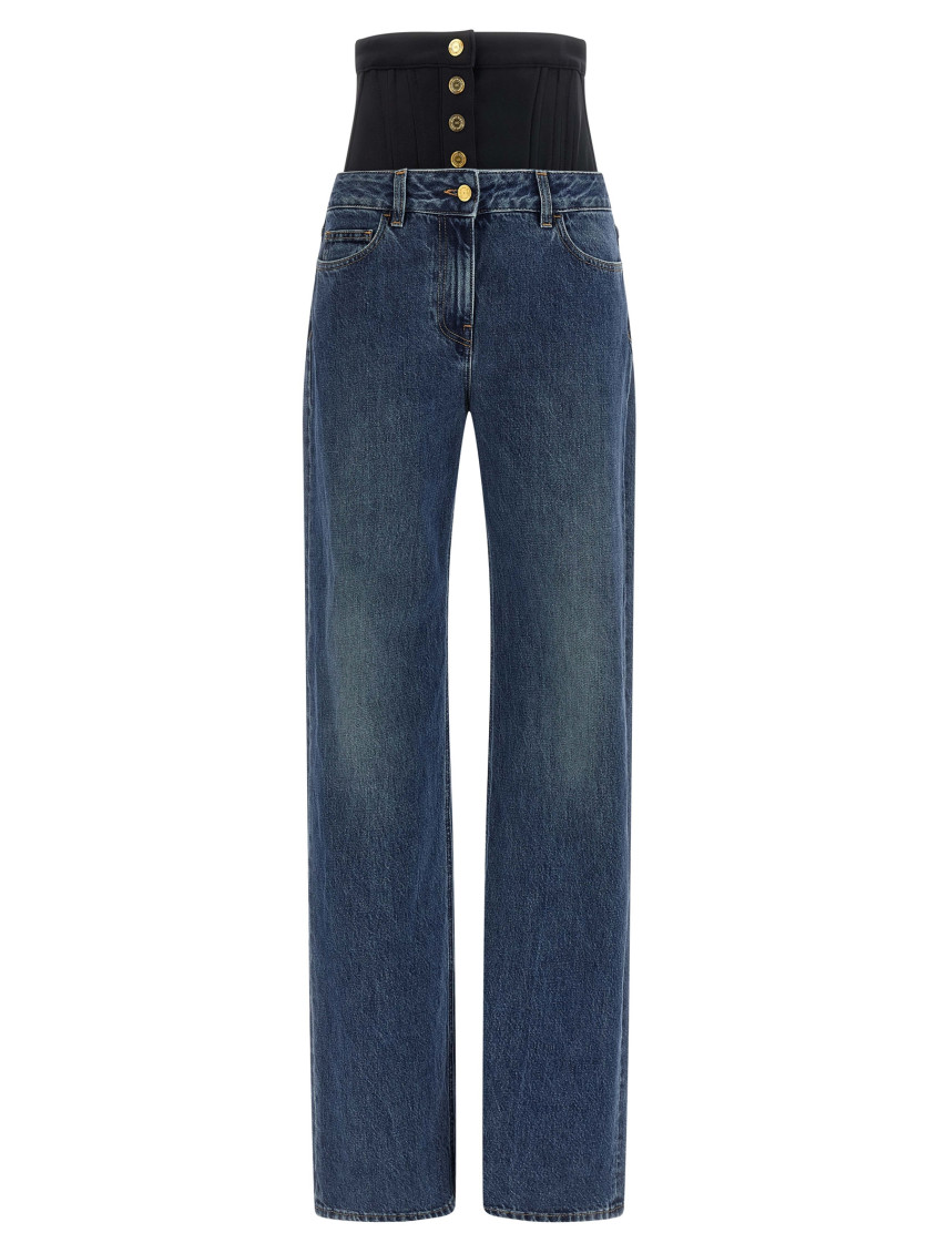 Elisabetta Franchi High-waisted Jeans Bustier Insert In Black