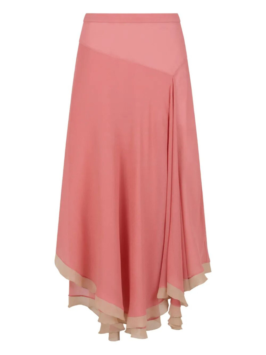 Marni Creponne Silk Peplum Midi Skirt In Pink
