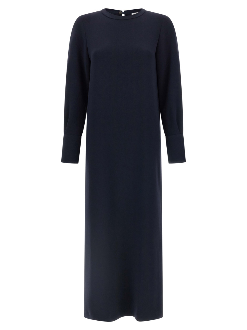 Alberto Biani Long Cady Tunic Dress With Teardrop Cut-out In Blue
