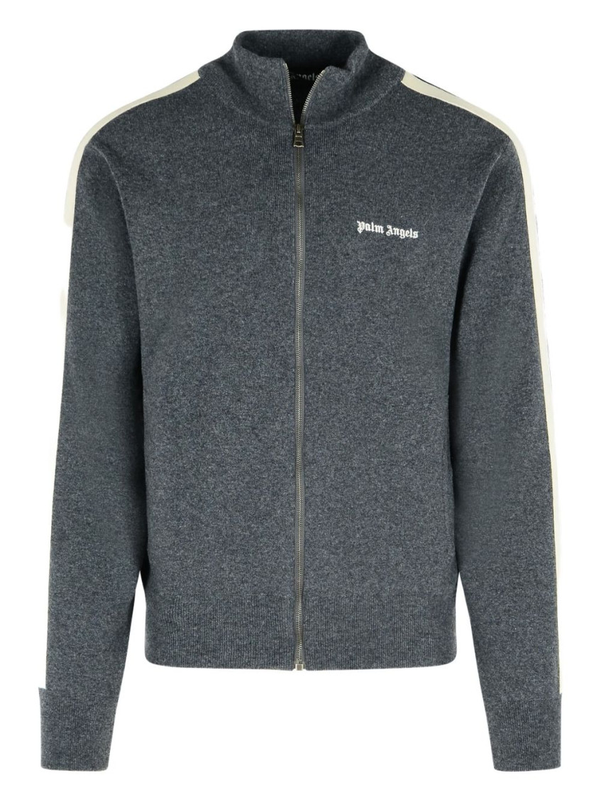 Palm Angels Grey Wool Blend Sweatshirt In Gray