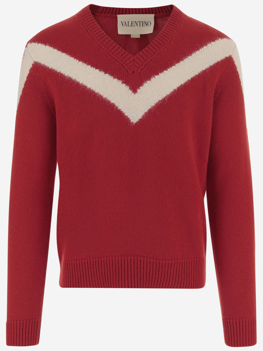 Valentino Red Sweater With Vlogo On Bow In Red