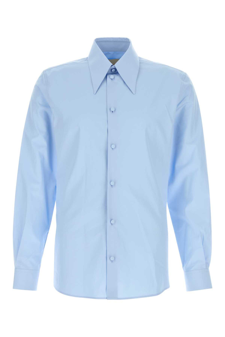 Valentino Long Sleeve Poplin Shirt Featuring Collar In Blue