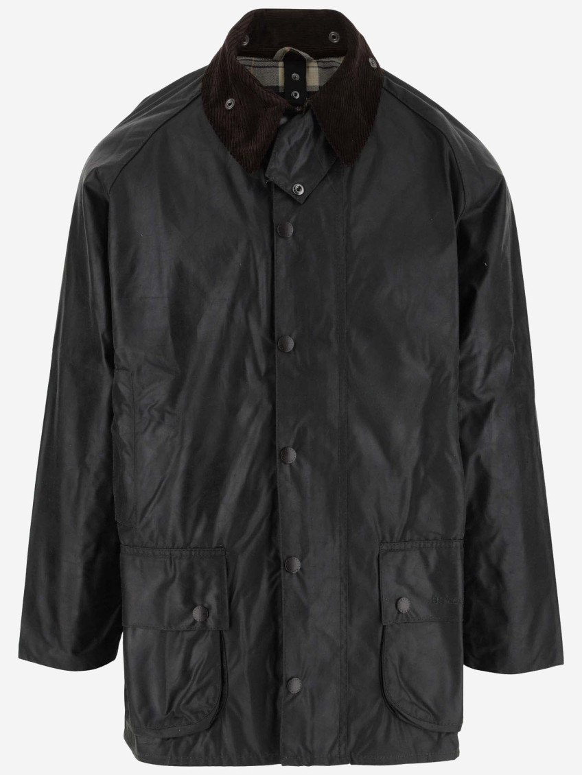 Barbour Badale Waxed-cotton Corduroy-collar Jacket In Black