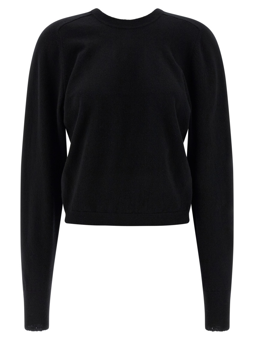 Maison Margiela Womens Black Round-neck Regular-fit Wool Jumper In Black