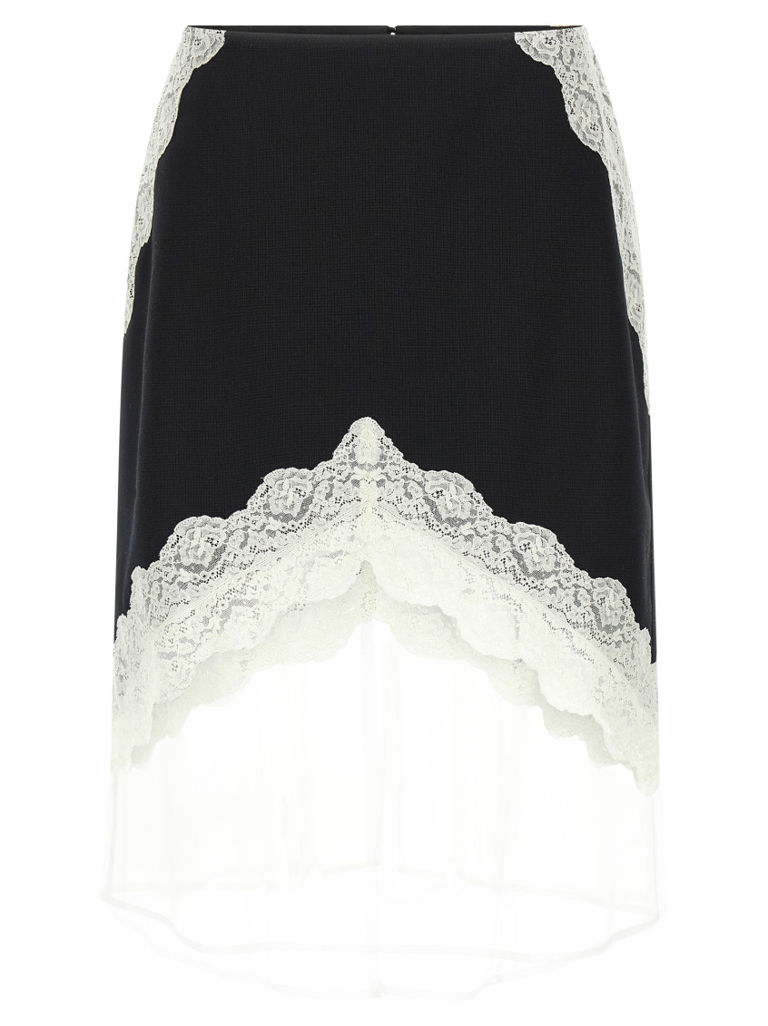 Jil Sander Women Organza Lace Wool Skirt In Black