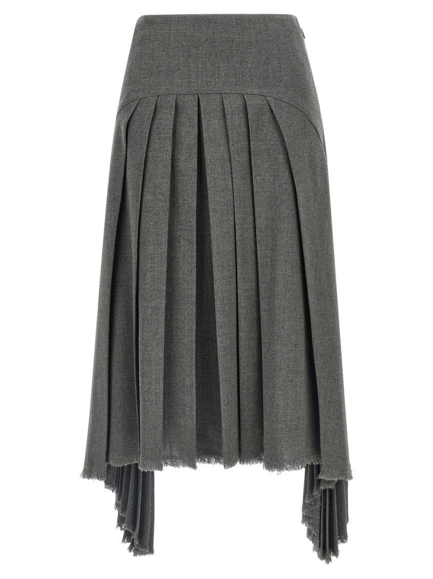 Jil Sander Grey Pleated Skirt In Gray