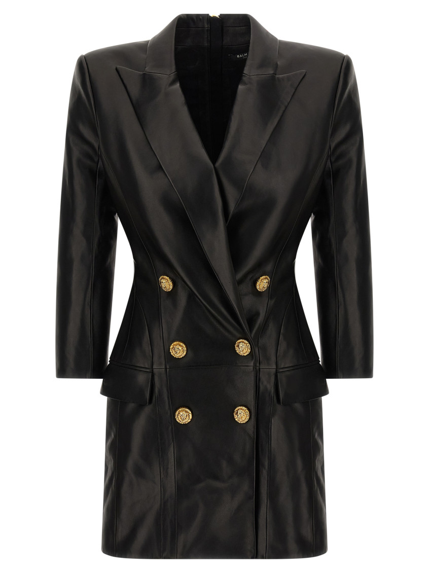Balmain Tailored Double-breasted Blazer Style Dress In Black