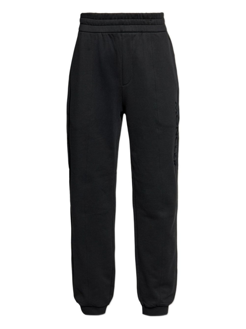 Moncler Logo Detail Track Pants In Black Cotton In Black
