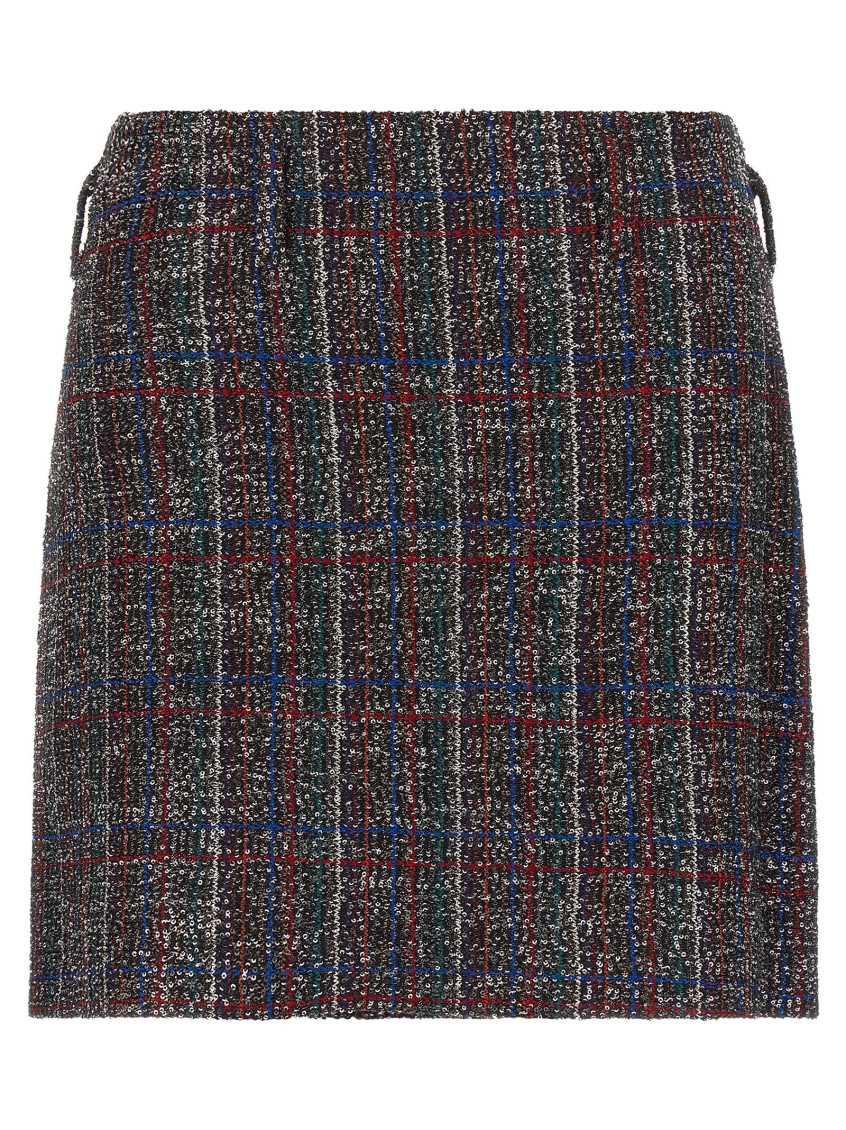 Missoni Sequin-enhanced Tartan Mini Skirt With Side Zip Closure In Multi