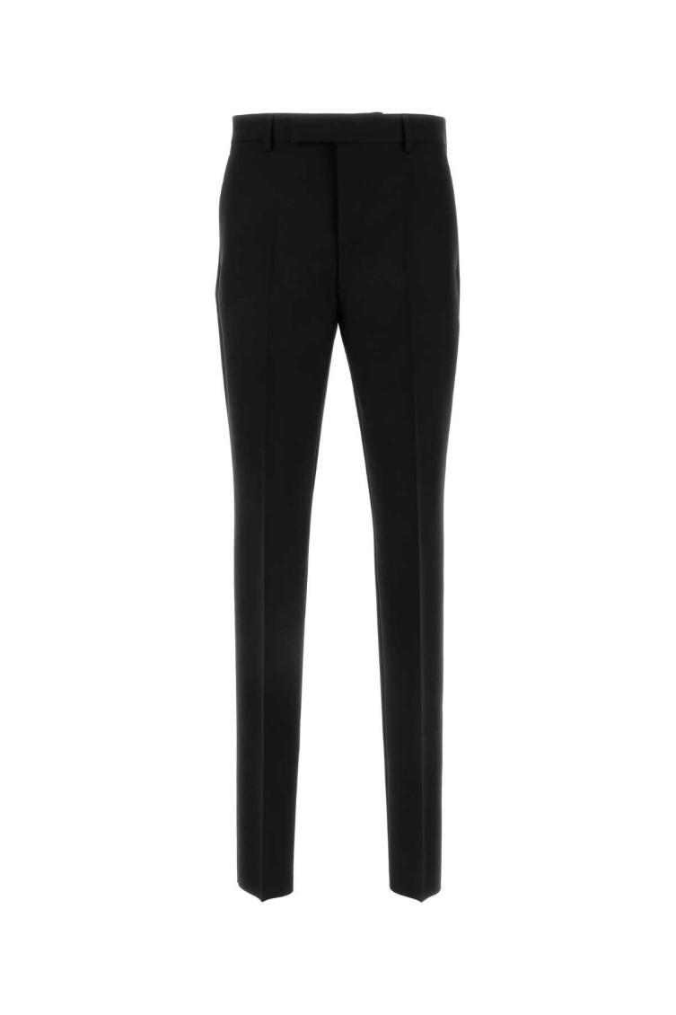 Versace Pantalone In Misto Lana Nera Uomo In Black