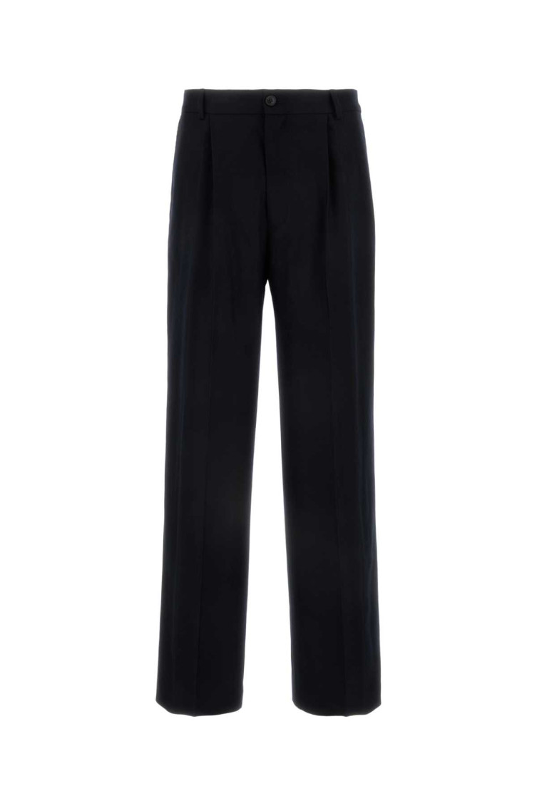 Dries Van Noten Penrud Pinstripe Pleated Wool Trousers In Dark Blue