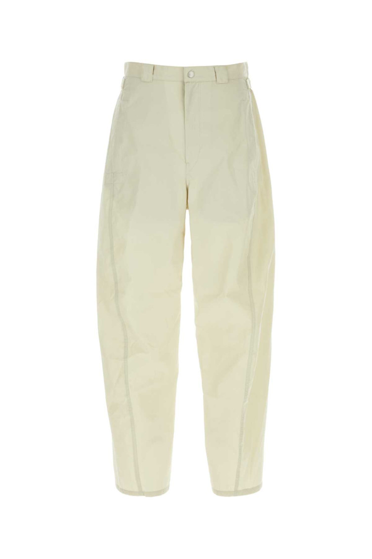 Lemaire Pant Cotton Blend Straight Leg In Beige