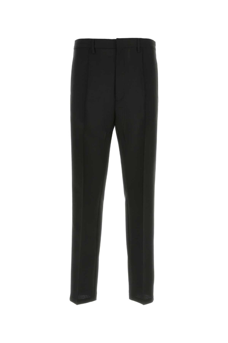 Prada Cotton-blend Slim-fit Trousers In Black