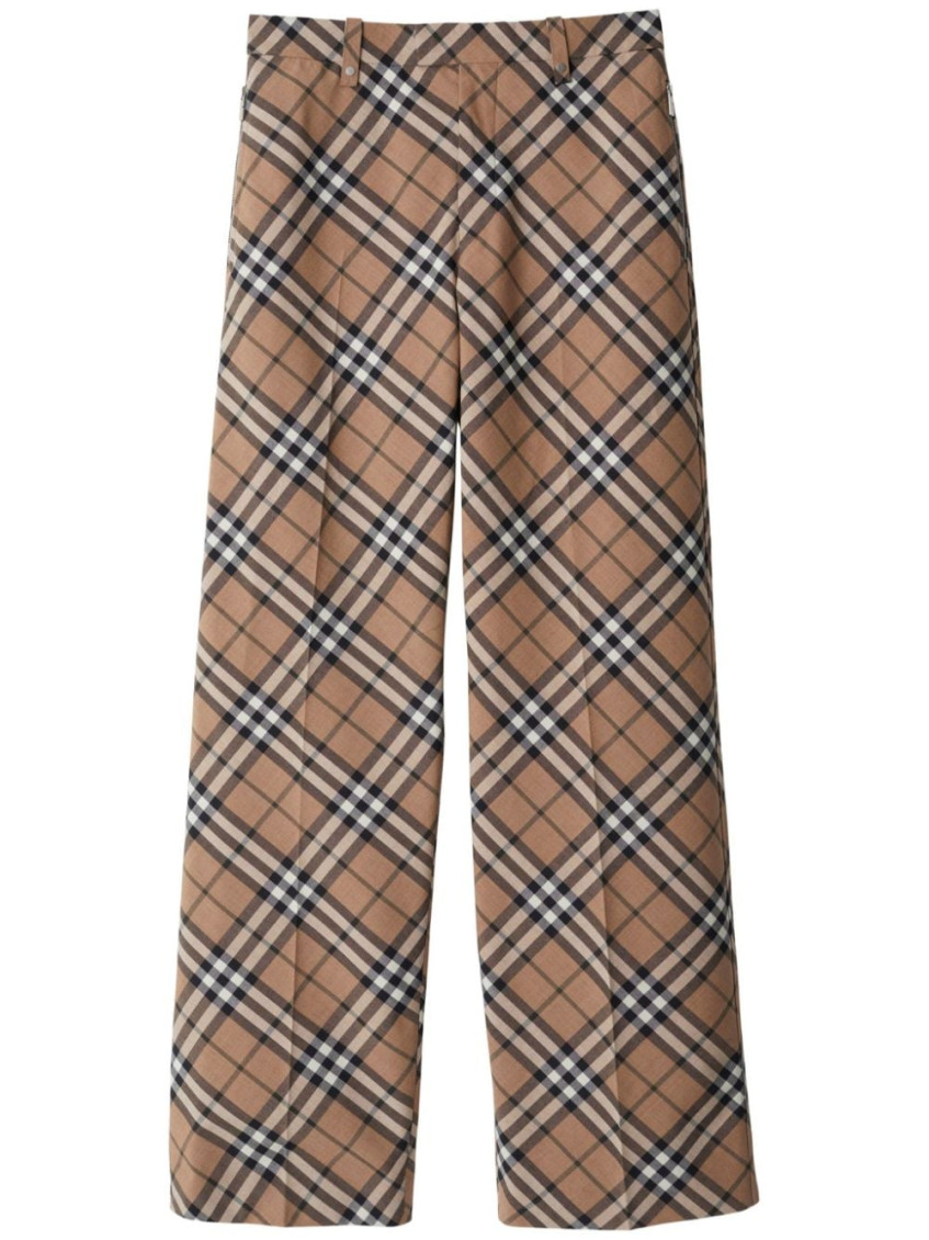 Burberry Tailored Wool Blend Trousers With Nova Check Pattern