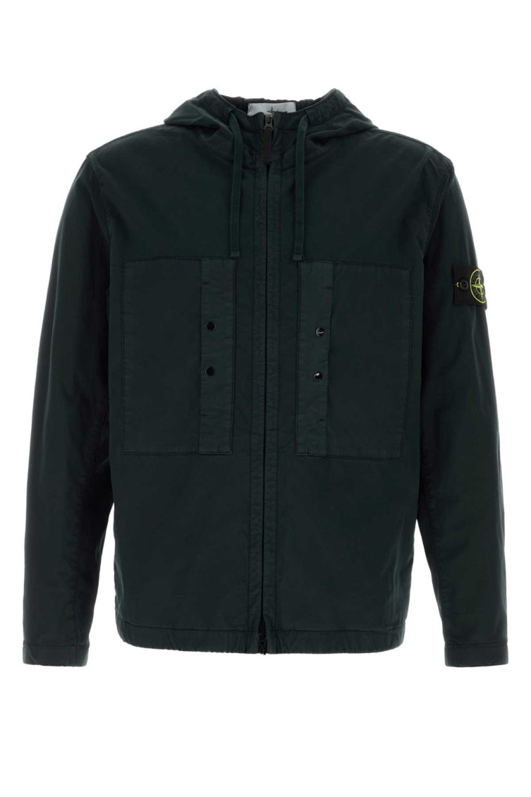 Stone Island Men Navy Blue Stretch Cotton Jacket