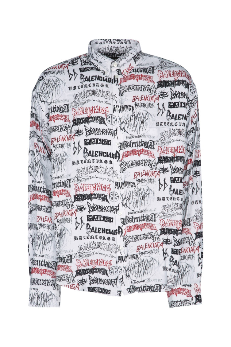 Balenciaga Graphic Print Long Sleeves Cuffed Shirt