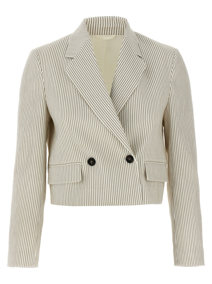 Brunello Cucinelli Pinstripe Blazer Blazer And Suits White