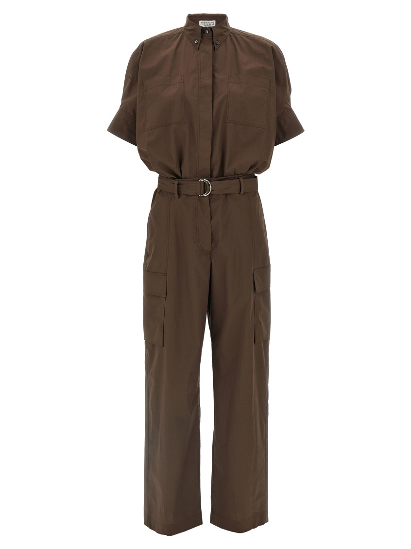 Brunello Cucinelli Waist Belt Cargo Chest Short Sleeve Dress