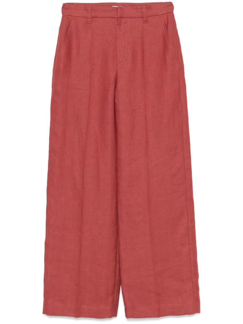 Brunello Cucinelli Hemp And Linen Trousers With Monili Detail