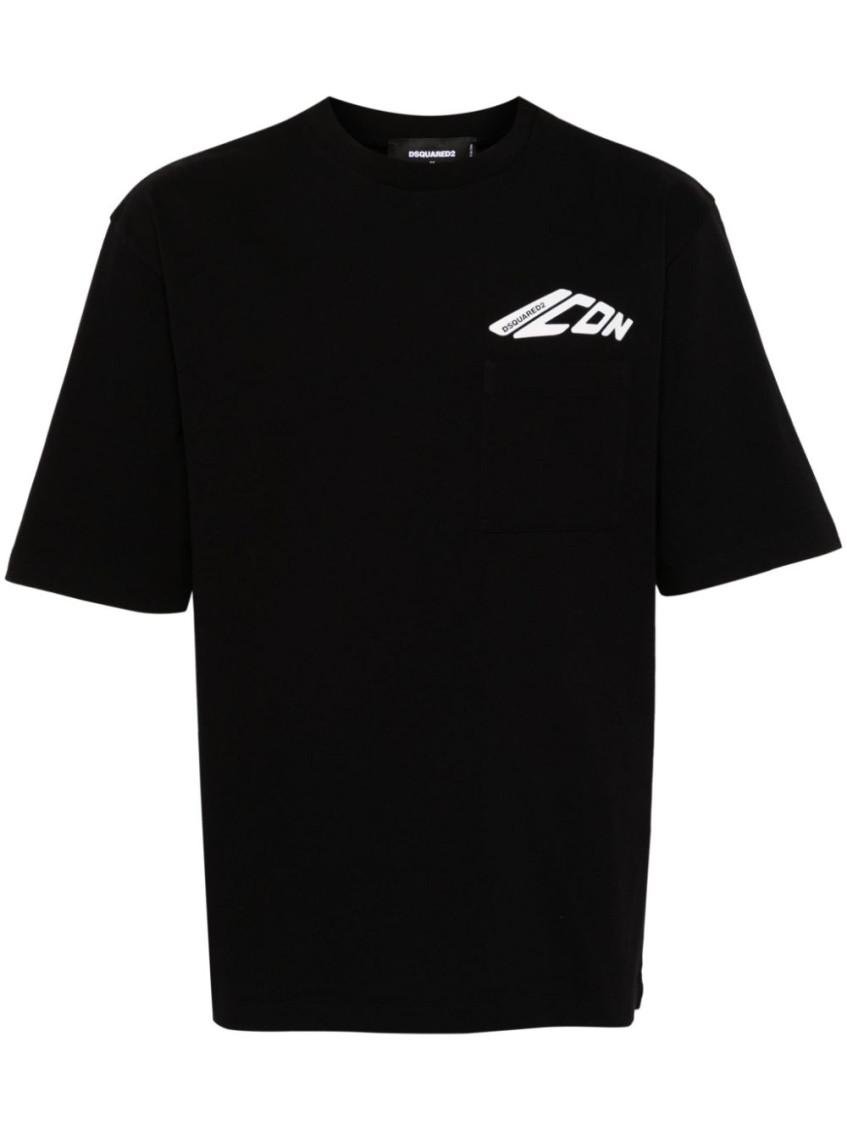 Dsquared2 Graphic Print Cotton Jersey T-shirt In Black