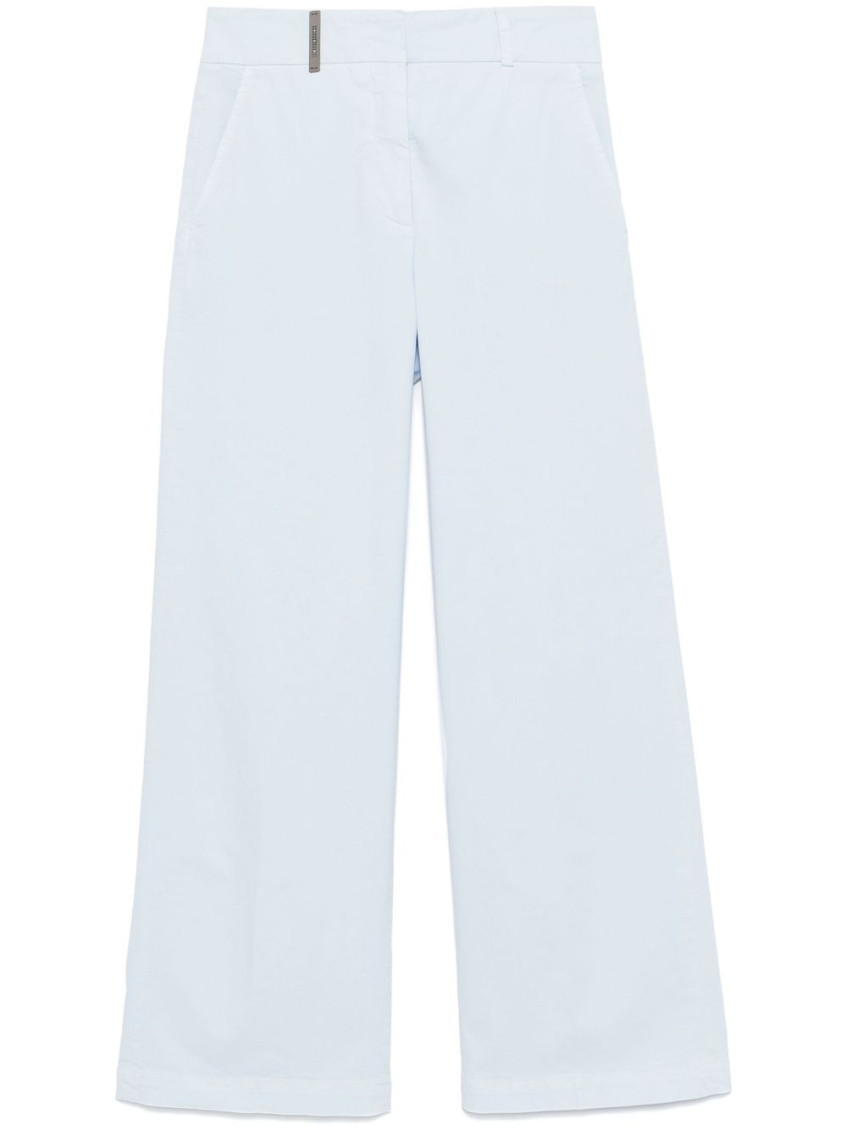 Peserico Baby Blue Cotton Blended Trousers