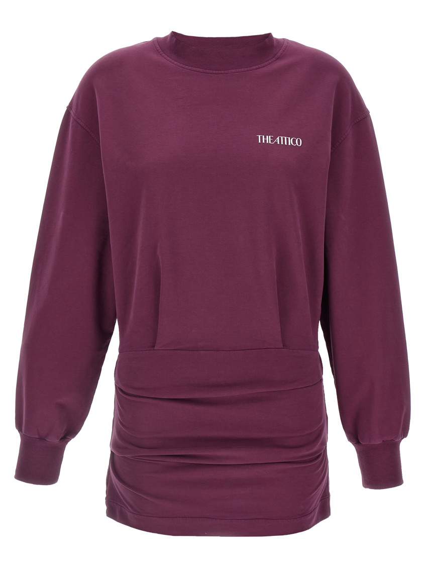 Attico Maroon Draped Mini Dress