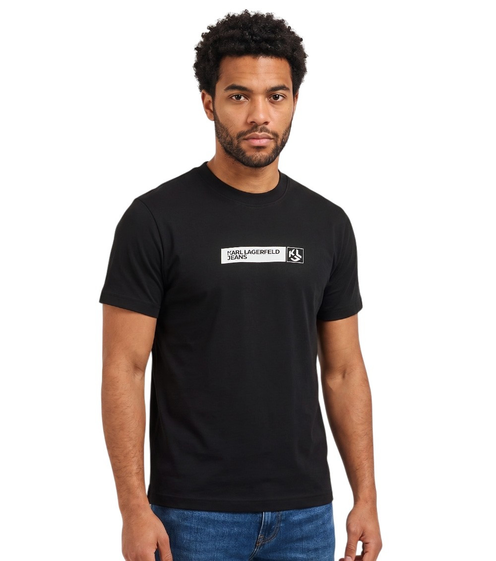 Karl Lagerfeld Black Crew Neck T-Shirt for Men Online USA at