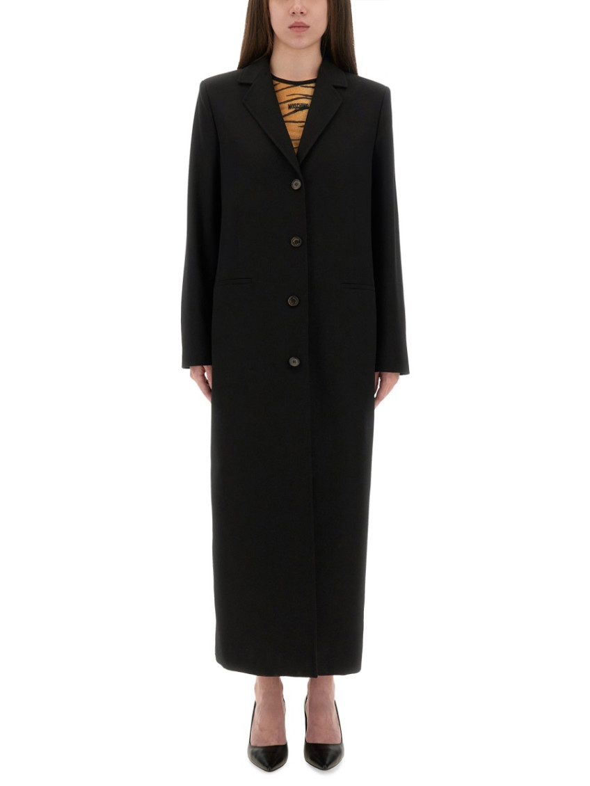 Moschino ブラック ロングコート Moschino Black Notched Lapel Trench Coat for Women Online India at