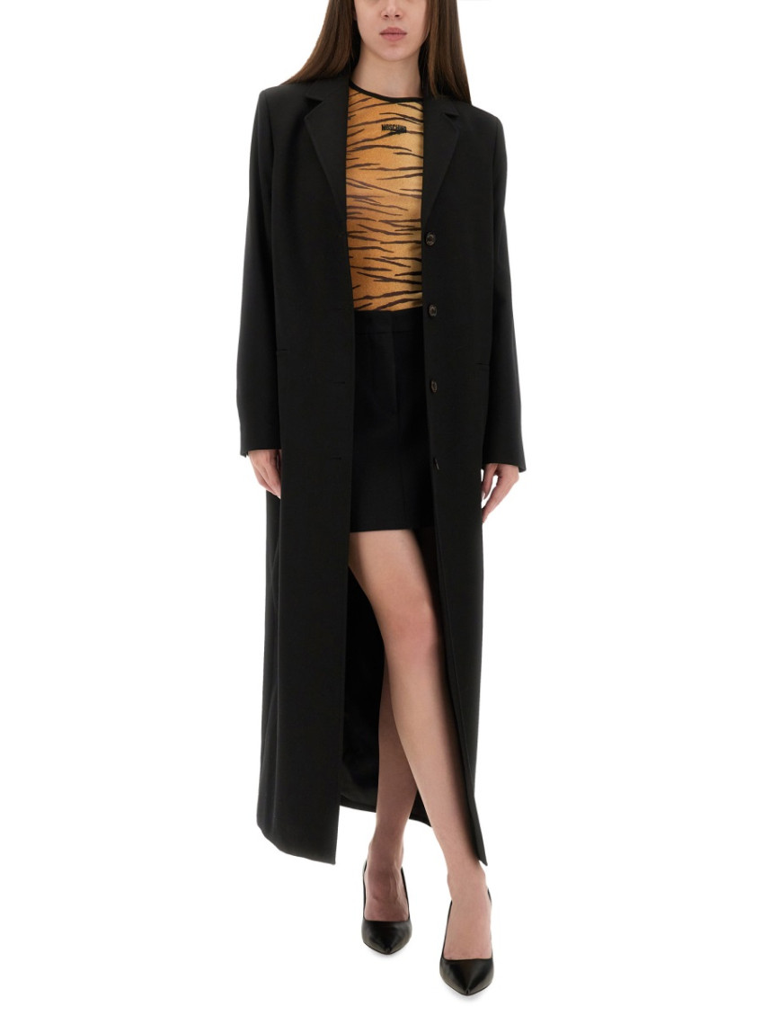 Moschino Black Notched Lapel Trench Coat for Women Online India at