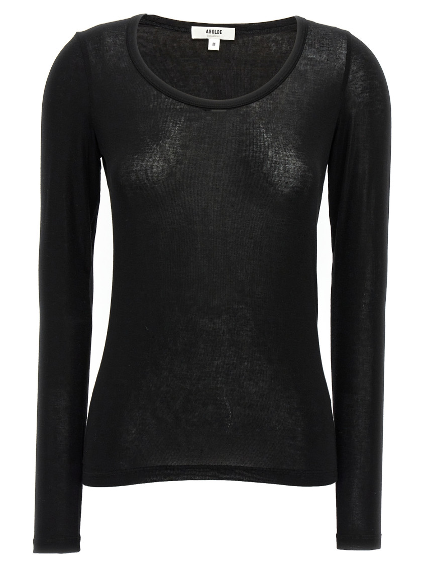 Agolde Scoop-neck Lyocell-blend Jumper In Black