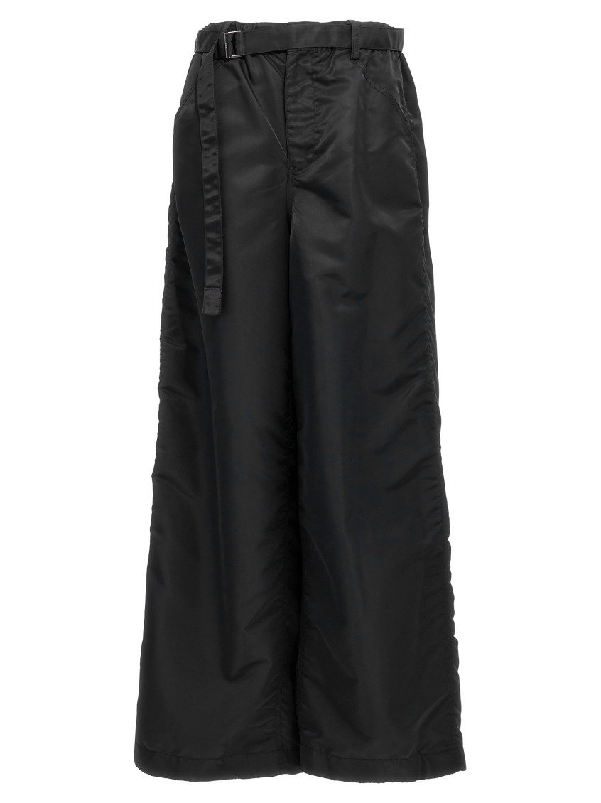 SACAI BLACK NYLON TWILL PANTS