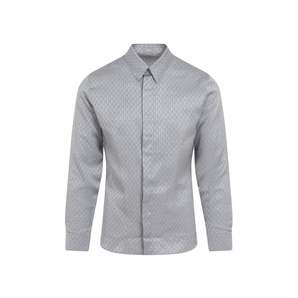 Dior Men's Silk Long Sleeves Shirt In Grey